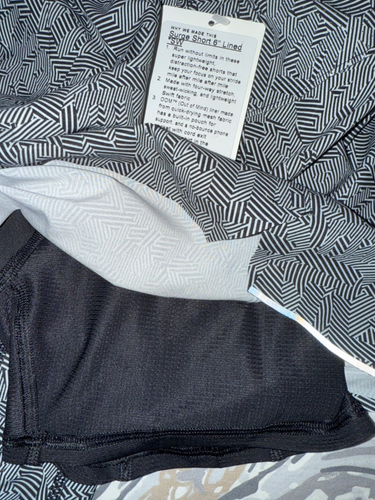NWT LULULEMON SEAWHEEZE Surge Shorts 6" Illusionary White Black size Medium - Picture 4 of 7