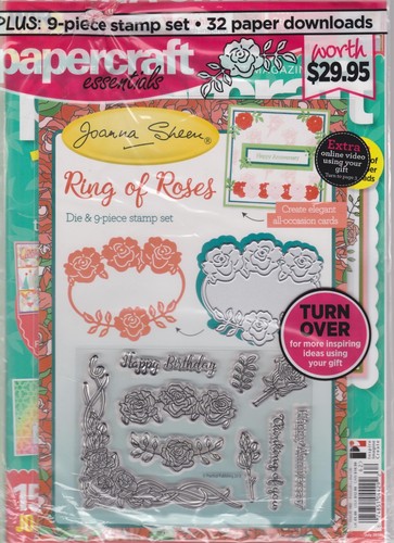 PAPERCRAFT ESSENTIALS MAGAZINE PRESENTS JOANN SHEEN DIE+9 PIECE STAMP SET 2018. - Picture 1 of 2