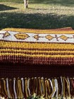 Vintage Knit Crochet Throw 54 X 32 Southwestern Maroon Gold Tribal Design