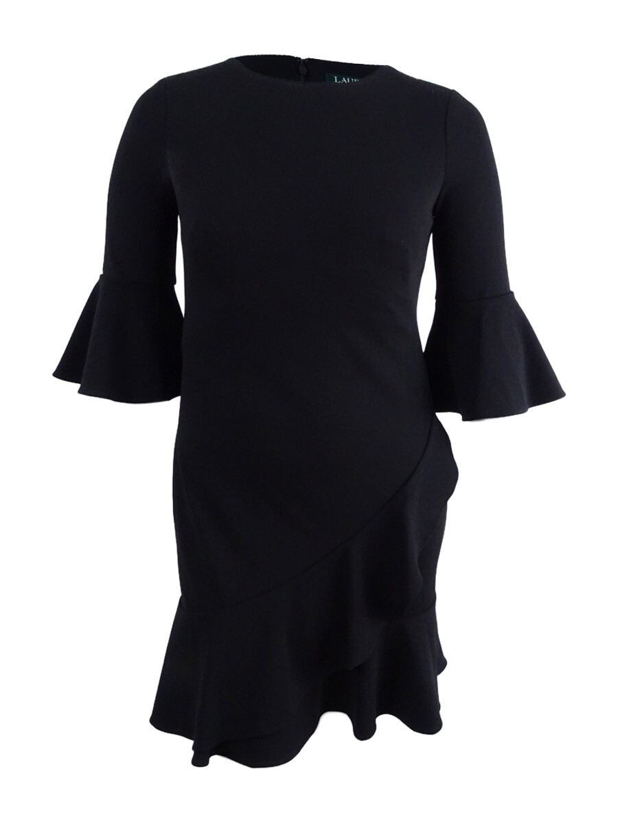Lauren by Ralph Lauren Women's Crepe Ruffled Bell-Sleeve Dress Lauren by Ralph Lauren Women's Crepe Ruffled Bell-Sleeve Dress