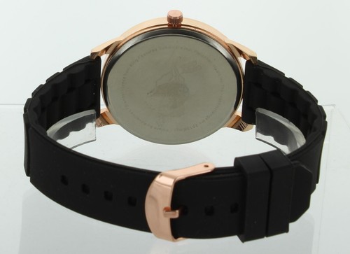 Betty Boop Watch Women Rose Gold Black Silicon Band Stone Bazel Easy To Read - Picture 3 of 3