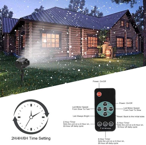 LED Snow Falling Projector Light Moving Laser Snowflake Xmas Outdoor Garden Lamp - Picture 7 of 24
