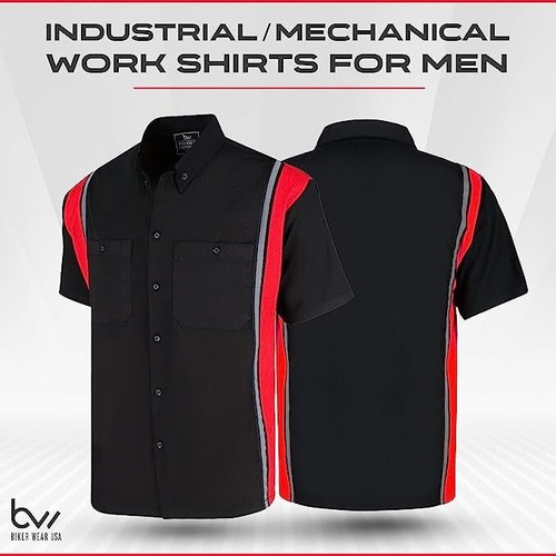 MEN'S MECHANICAL/INDUSTRIAL WORK SHIRT WITH VERITICAL REFLECTIVE SAFETY LINING - Picture 7 of 58