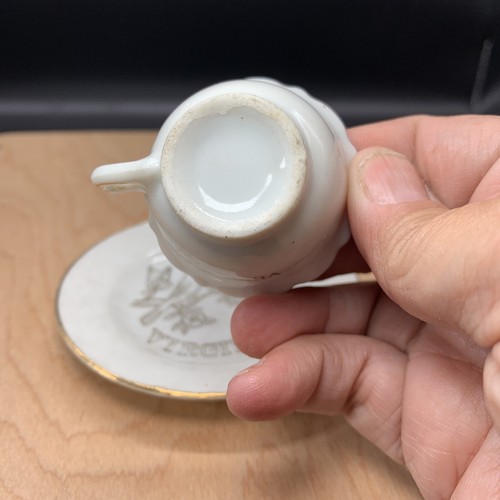 Miniature Teacup Tea Cup & Saucer Gold Accents Virginia Souvenir Japan Vintage - Picture 8 of 11