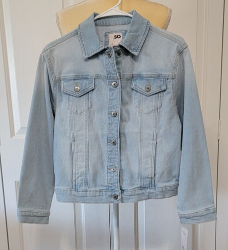 Goods For Life So Light Blue Denim Jacket Button Up Pockets Girls Sz L(10/12) - Picture 1 of 8