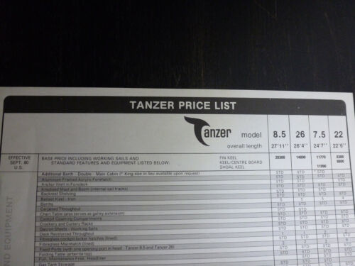 Tanzer original factory sailboat brochure - Picture 3 of 4