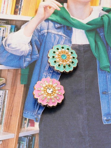 5pcs Enamel flower metal buttons for sewing crafts diy decor 18mm - Picture 2 of 8