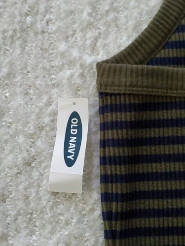 Old Navy XL Blue & Green Stretchy Striped High Square Neck Tank Top - Picture 10 of 11