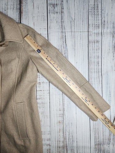 Abrigo London Fog Pea Mujer Extra Pequeño Beige Invierno Botón Cuadros Bufanda Lana - Imagen 16 de 21