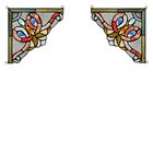 RADIANCE goods 2 Pieces Victorian Stained Glass Window Panel 8"x8"