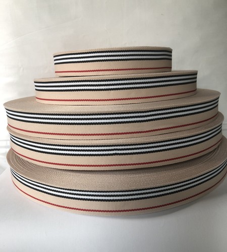 48 Yards Designer Style Tartan Preppy Stripe Grosgrain Gift Ribbon 7/8 Inch - Picture 2 of 8