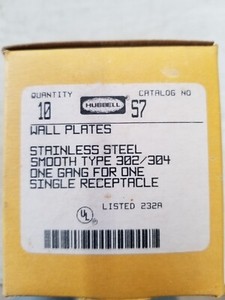 Hubbell Stainless Steel Type 302/304 Single Gang Cover for One Single Receptacle