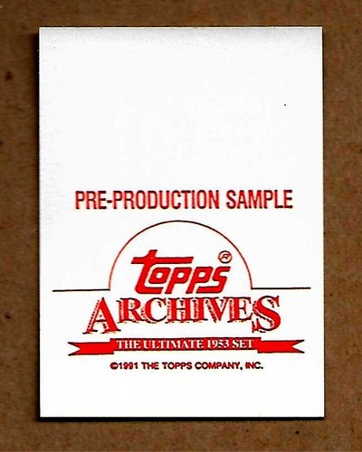 RARE 1953 Archives ROY CAMPANELLA 1991 Topps PRE-PRODUCTION SAMPLE prototype - Picture 2 of 2