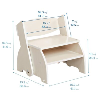 ECR4Kids Flip-Flop Step Stool and Chair, Kids Furniture, White