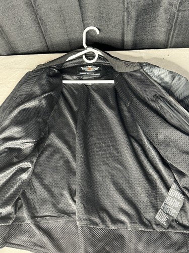 Harley Davidson Jacket Mens Medium Tall Black Gray Bar Shield Mesh Riding - Picture 11 of 13
