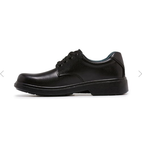 Clarks Daytona Junior Black Leather Lace Up Unisex Comfort Kids School Shoes - Picture 4 of 7