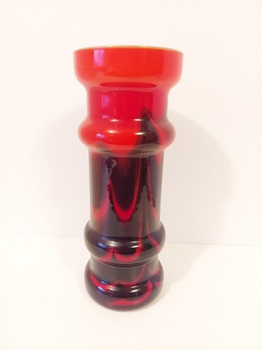 Handmade Red And Black Marbled Glass Vase Vetreria Barbieri Empoli Florence... - Picture 7 of 10