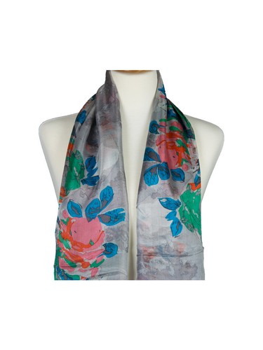 AamiraA Vibrant Roses Mulberry Chiffon Silk Stole Women Scarf Free Shipping - Picture 3 of 6