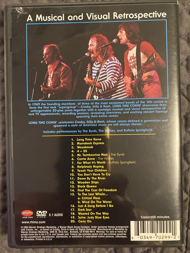 Crosby Stills Nash DVD Long Time Comin 2004 Rock Concert with Insert - Picture 2 of 2