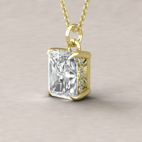Colgante de plata 925 halo oculto moissanita corte radiante de 2,94 quilates regalo para mujer - Imagen 6 de 6