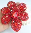 4.33" Gorgeous Austrian Crystal Teardrop Flower Brooch Pin Pendant 04043