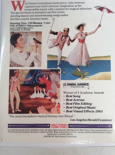 Walt Disney Mary Poppins VHS Clamshell Julie Andrews Dick Van Dyke MediaGnu - Picture 12 of 12