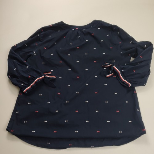 Tommy Hilfiger Women's Popover Shirt Navy Blue Small Printed 3/4 Tie-Sleeve - Picture 2 of 7