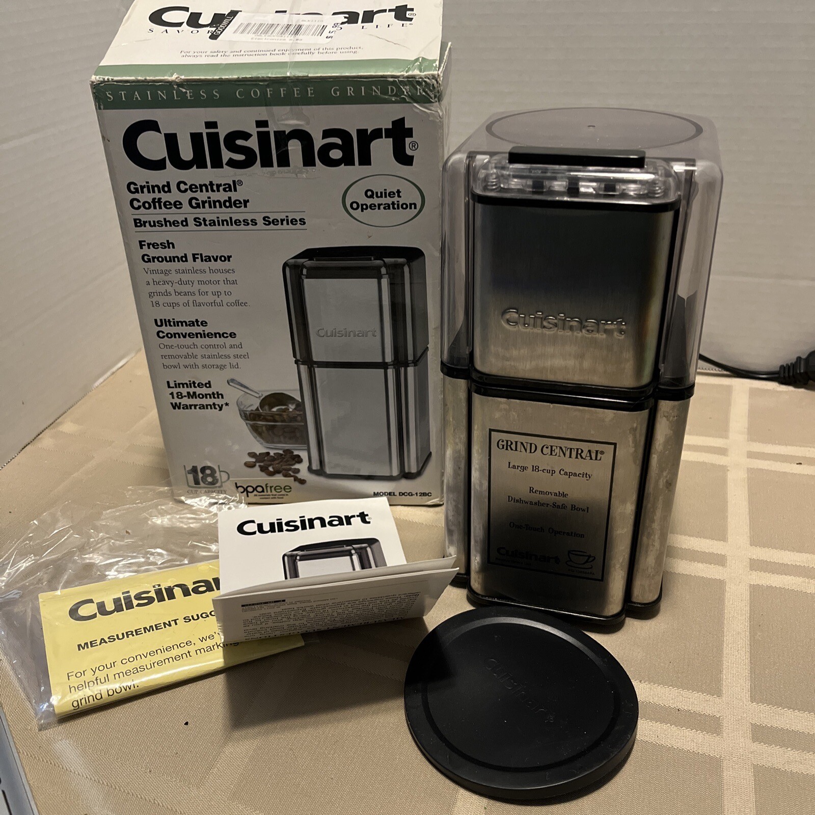 Cuisinart Grind Central Coffee Grinder 18 Cup Capacity Dcg12bc Works