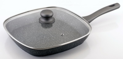 CS Kochsysteme 28x28 cm Grillpfanne+Deckel EMDEN Schmorpfanne Bratpfanne Pfanne