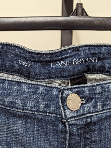 Lane Bryant Women's Plus Wide Leg Denim Crop Capri Jeans Frayed Hem Size 22 - Picture 2 of 8