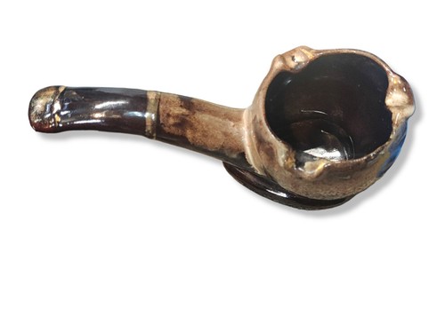 Pottery Smoking Pipe Shaped For Cigars Blunts Ash Vintage Brown Ceramic Old - Picture 2 of 4