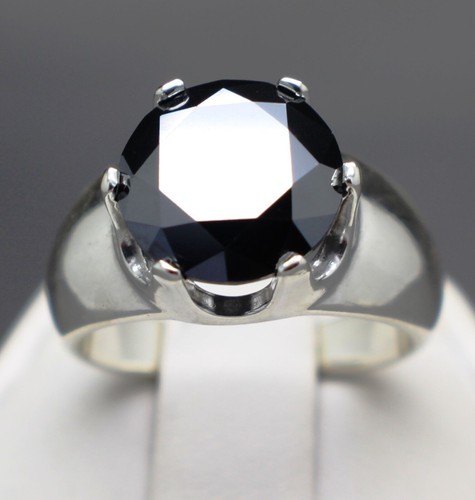 2.90Ct Round Lab created Black Diamond Women's Ring 14K White Gold Plated Silver