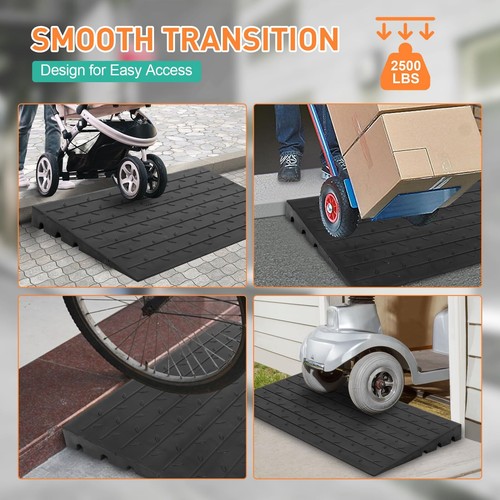Rubber Threshold Curb Ramp 24"x42"x2.5" Wheelchair Access Ramp 2500 LBS Capacity - Picture 5 of 7