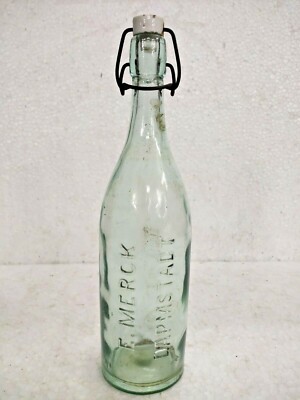 OLD VINTAGE UNIQUE RARE PORCELAIN  E. MERCK DARMSTADT SODA  BOTTLE GERMANY