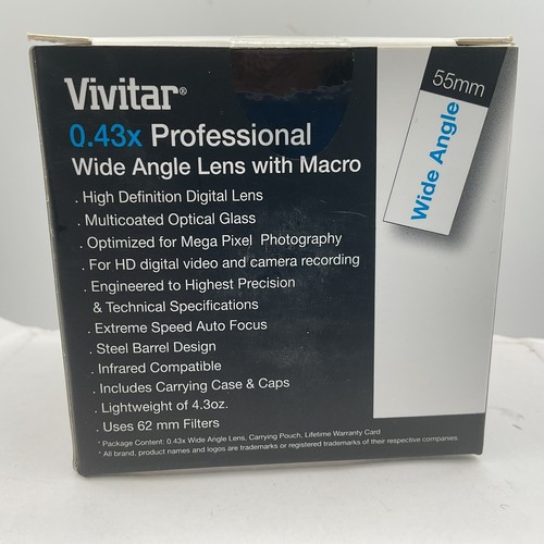 Vivitar Wide Angle Lens 0.43x Professional Lens W/Macro Carrying Case Cap New(19 - Picture 2 of 7