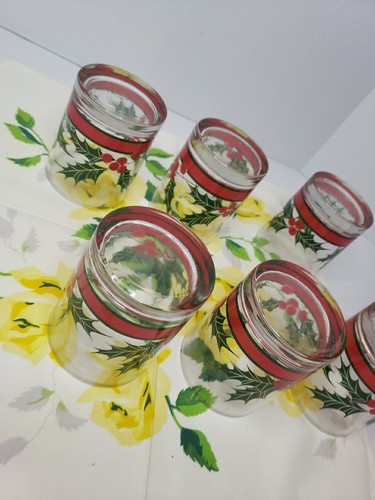 Vintage Holly & Berries 4" on the Rocks Glasses Set of 4 Libbey Glass Co. 1980s - Picture 22 of 24