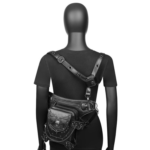 Punk Schädel skull Gürteltasche Bauchtasche Hüfttasche Tasche Waist Belt Bag PU - Picture 8 of 20