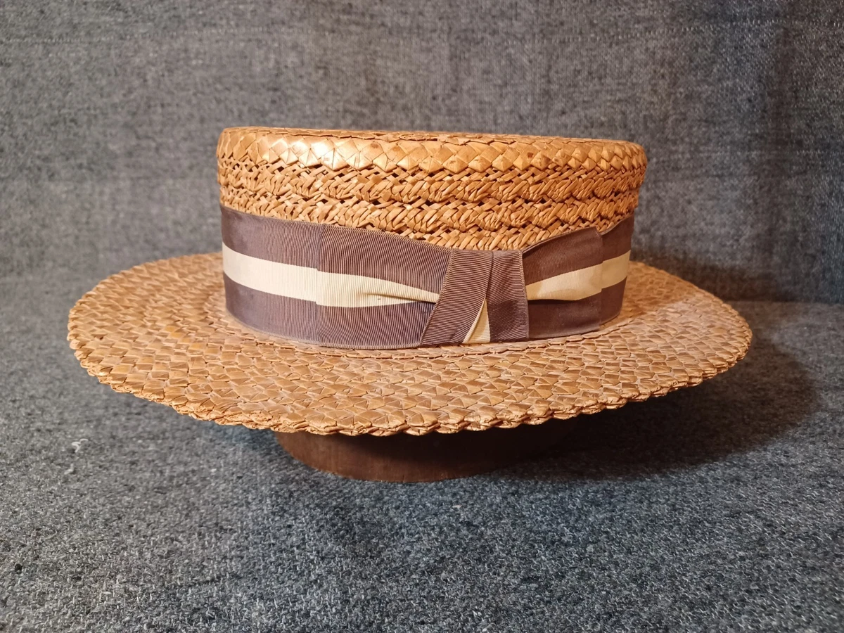 ANTIQUE 1929 STETSON STRAW BOATER HAT MEN'S ORIGINAL VINTAGE