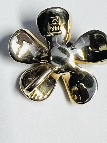 Na Hoku 14K Solid Gold Hawaiian Plumeria Tahitian Pearl Pendant - Picture 7 of 11