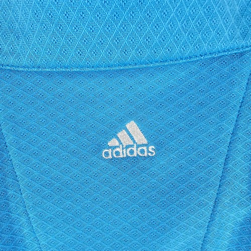 Adidas Top Womens Size Large Blue White Floral Climacool 1/4 Zip Short Sleeve - Picture 11 of 12