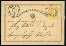 Austria Vienna Margarethen Correspondence Stationery Postal Card 1876 Europe