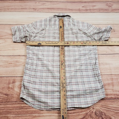 Carhartt Shirt Mens Medium Brown Red Outdoors Button Up Rugged Flex Plaid Adult - Picture 7 of 10