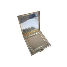 Vintage Volupte 1940s Powder Compact Gold-Tone Square Powder Compact With Mirror