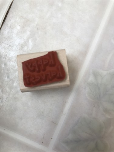 Stampin up! saying Happy Harvest RUBBER STAMP - Picture 3 of 3