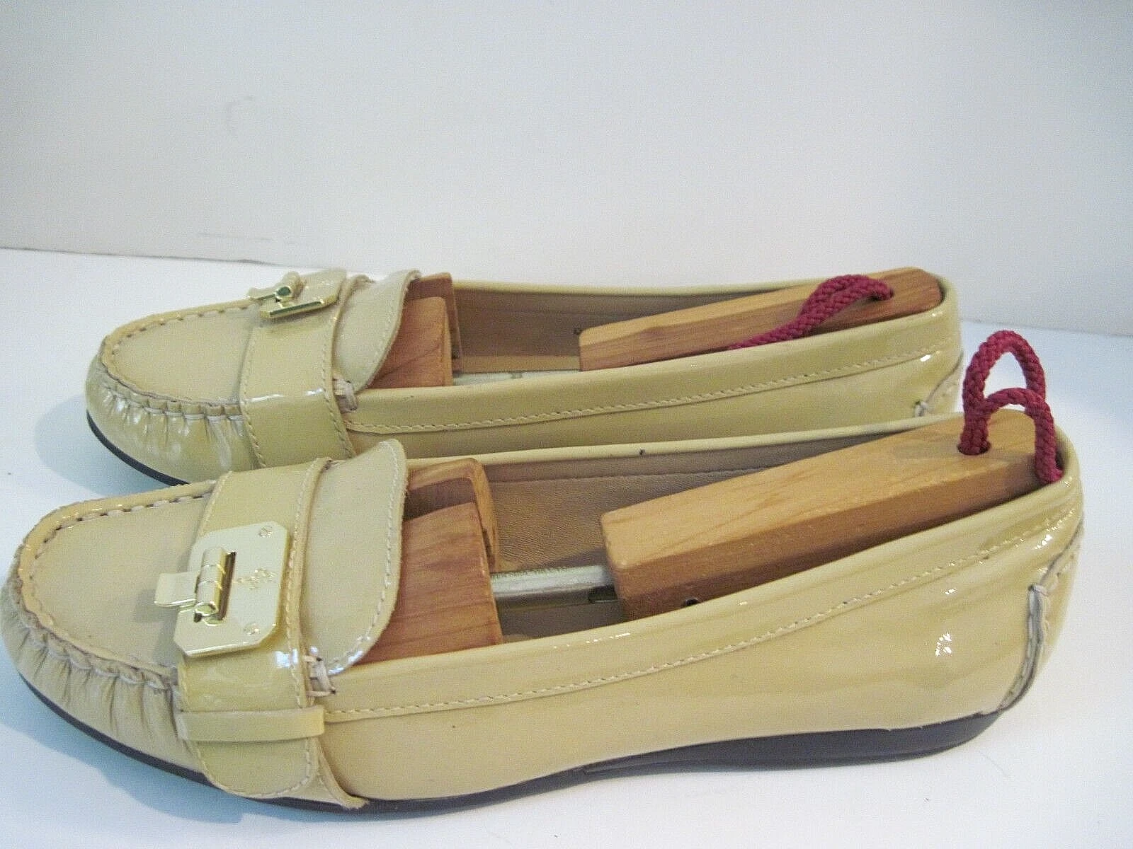 NIKE Mocassini Cole Haan Nke Air Jo beige pelle verniciata fibbia punta moc design taglia 7B