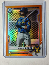 2021 Bowman Chrome Yellow Refractor (Misprinted Orange) /75 Hedbert Perez