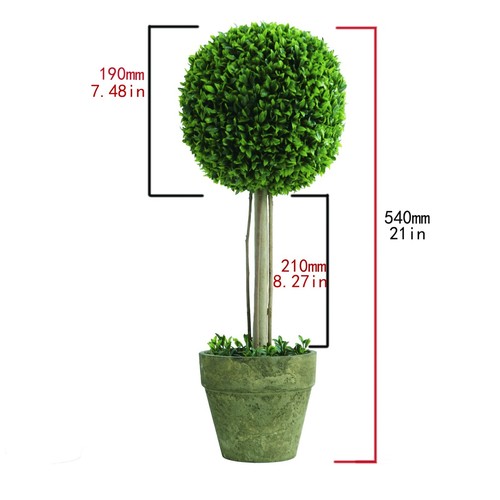 Albero a sfera topiaria artificiale 60 cm, protetto dai raggi UV, in vaso ponderato, bellissimo albero - Foto 8 di 12