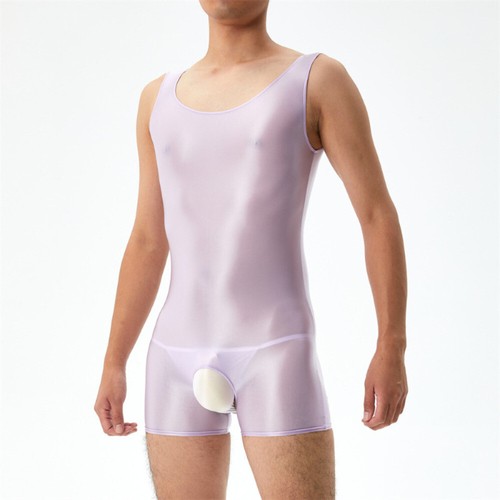 Men Open-crotch Bodysuit Jumpsuit Slim Sexy Lingerie Catsuit Oiled Sheer Fashion - Picture 8 of 24