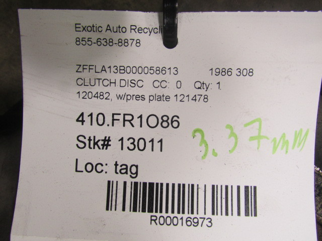 Ferrari 308, 328, Clutch Disk w/ Pressure Plate, 8mm, Used, P/N 120842 / 121478