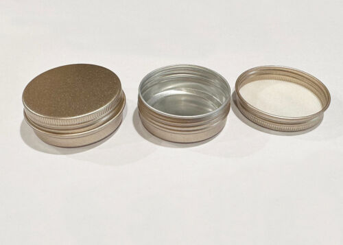 Rose Gold Aluminum Tin Screw Top Round Metal Container W Lid,Travel Storage Jar - Picture 10 of 12